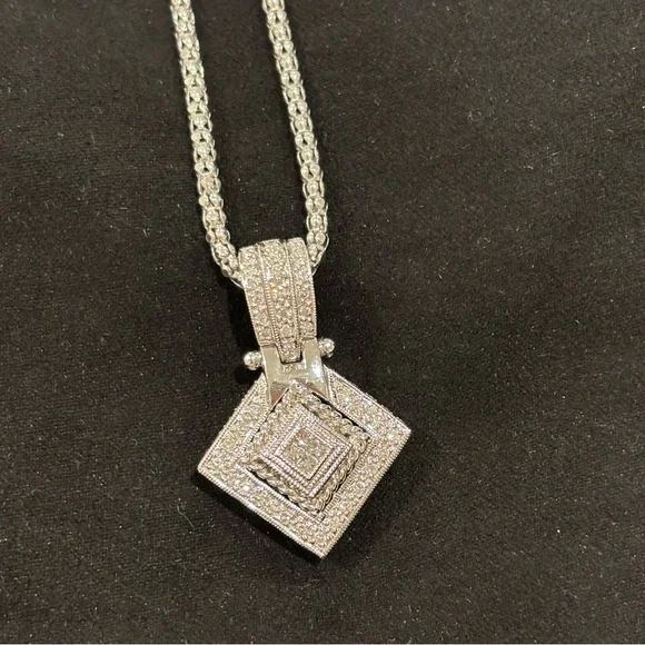 14kt White gold - one karat necklace from Littmans! - Picture 7 of 8